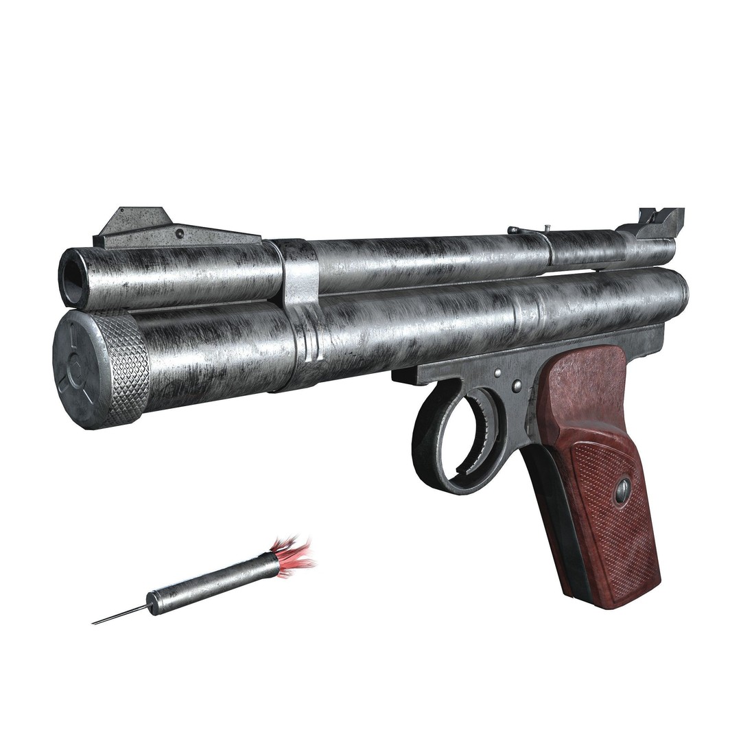 Crosman 150 C02 Pellet Pistol 3D Model – Low Poly Game Asset, FBX - View 20