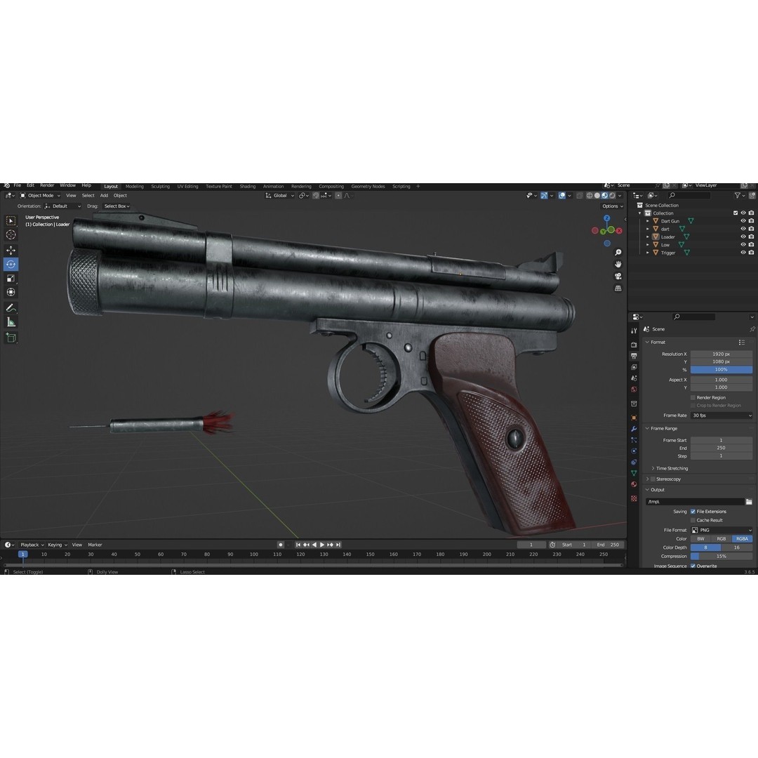 Crosman 150 C02 Pellet Pistol 3D Model – Low Poly Game Asset, FBX - View 25
