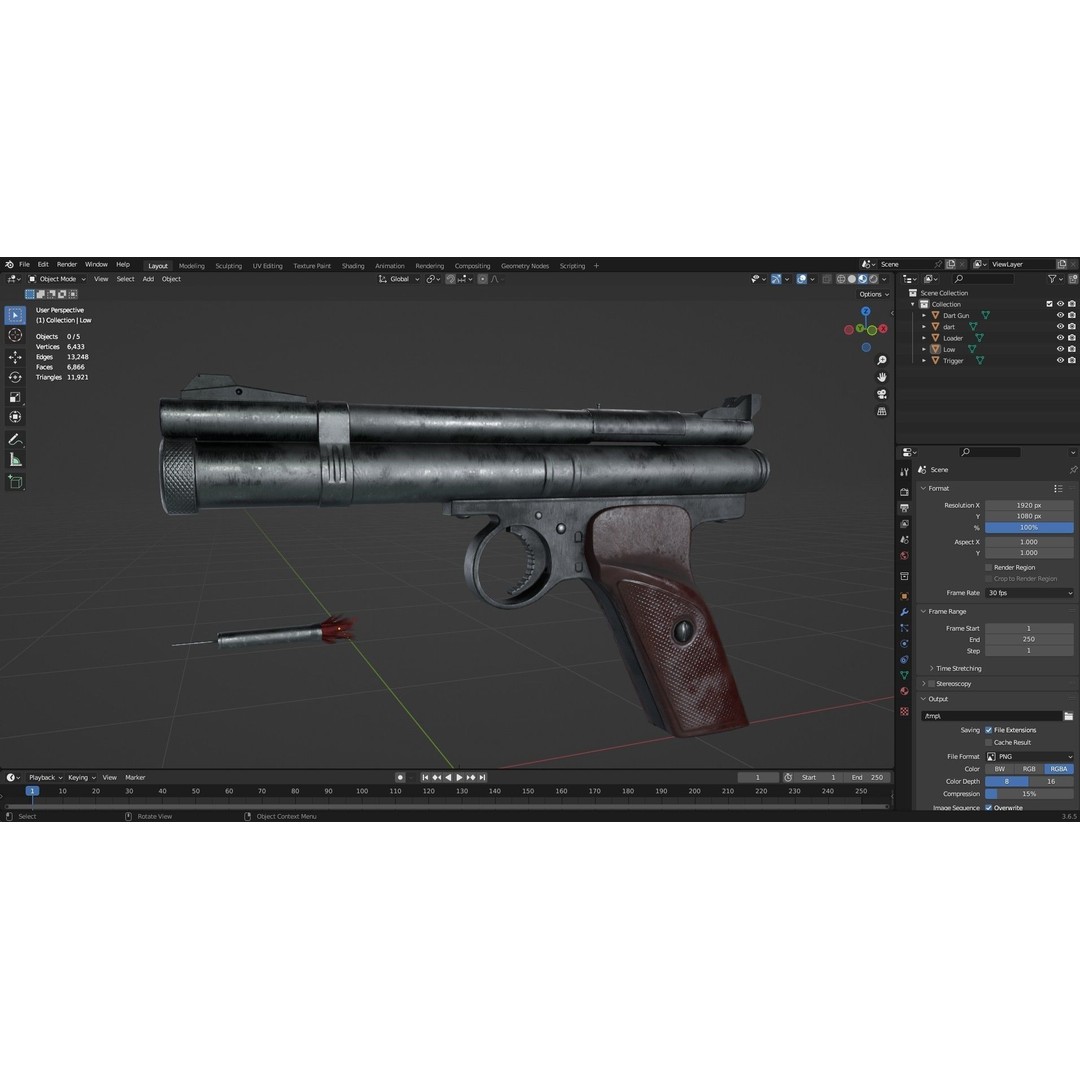Crosman 150 C02 Pellet Pistol 3D Model – Low Poly Game Asset, FBX - View 26