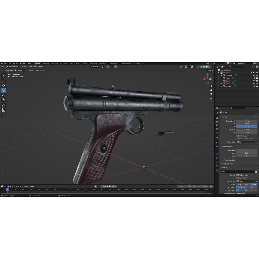 Crosman 150 C02 Pellet Pistol 3D Model – Low Poly Game Asset, FBX - View 27