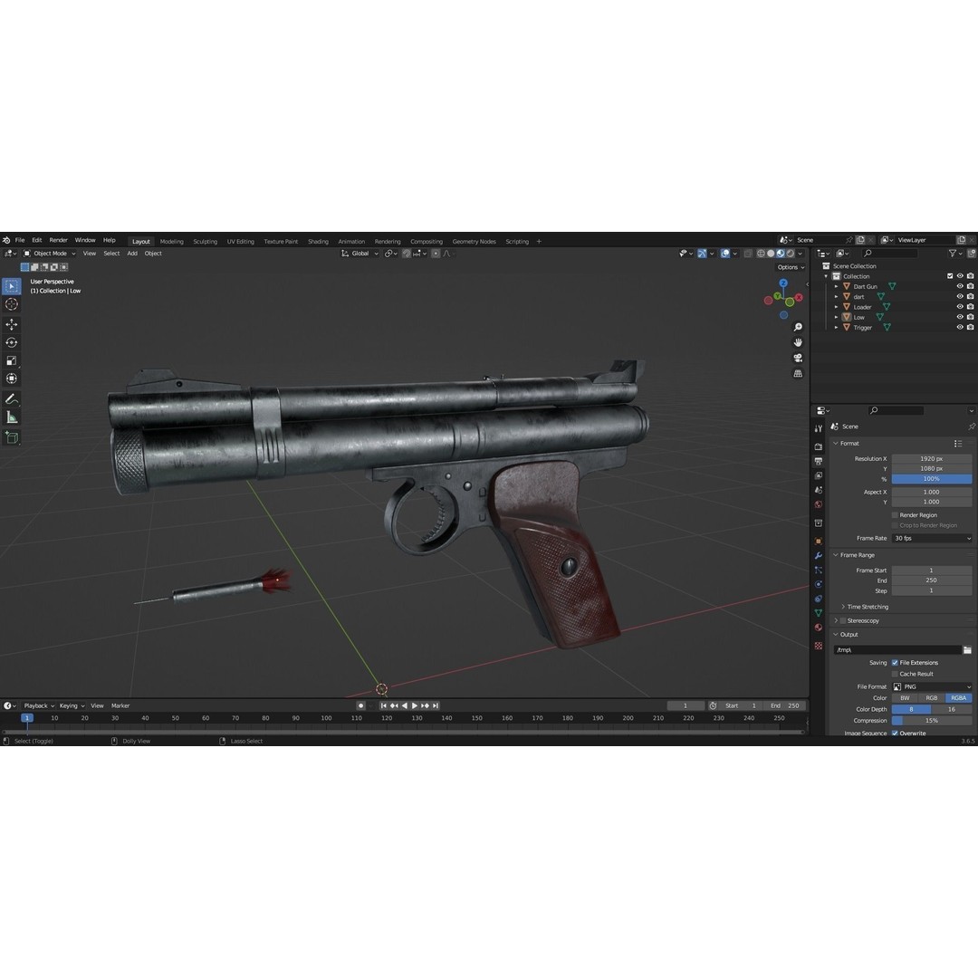 Crosman 150 C02 Pellet Pistol 3D Model – Low Poly Game Asset, FBX - View 28