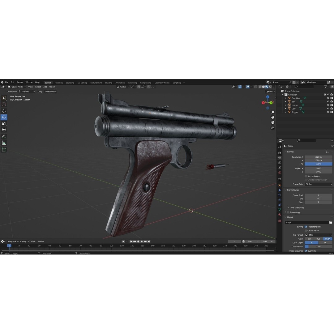 Crosman 150 C02 Pellet Pistol 3D Model – Low Poly Game Asset, FBX - View 29