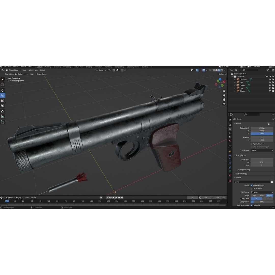 Crosman 150 C02 Pellet Pistol 3D Model – Low Poly Game Asset, FBX - View 30