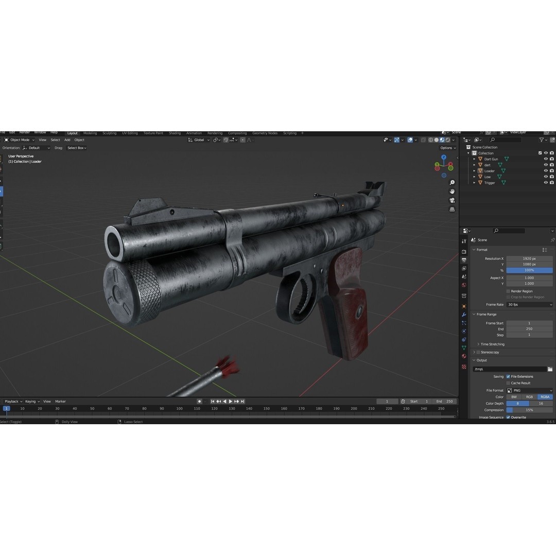 Crosman 150 C02 Pellet Pistol 3D Model – Low Poly Game Asset, FBX - View 31
