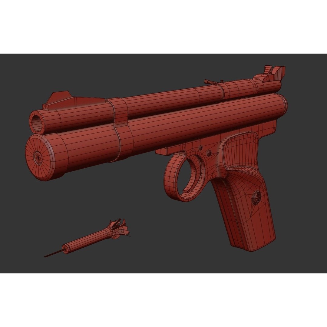 Crosman 150 C02 Pellet Pistol 3D Model – Low Poly Game Asset, FBX - View 32