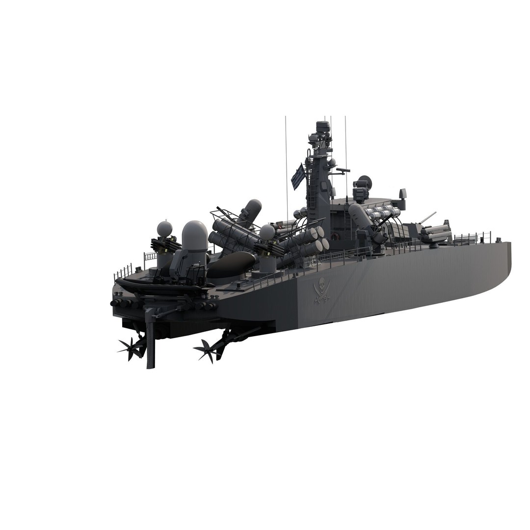 Greek Navy Fast Attack Missile Patrol Boat 3D Model – Detailed Military Watercraft, FBX, OBJ - View 13