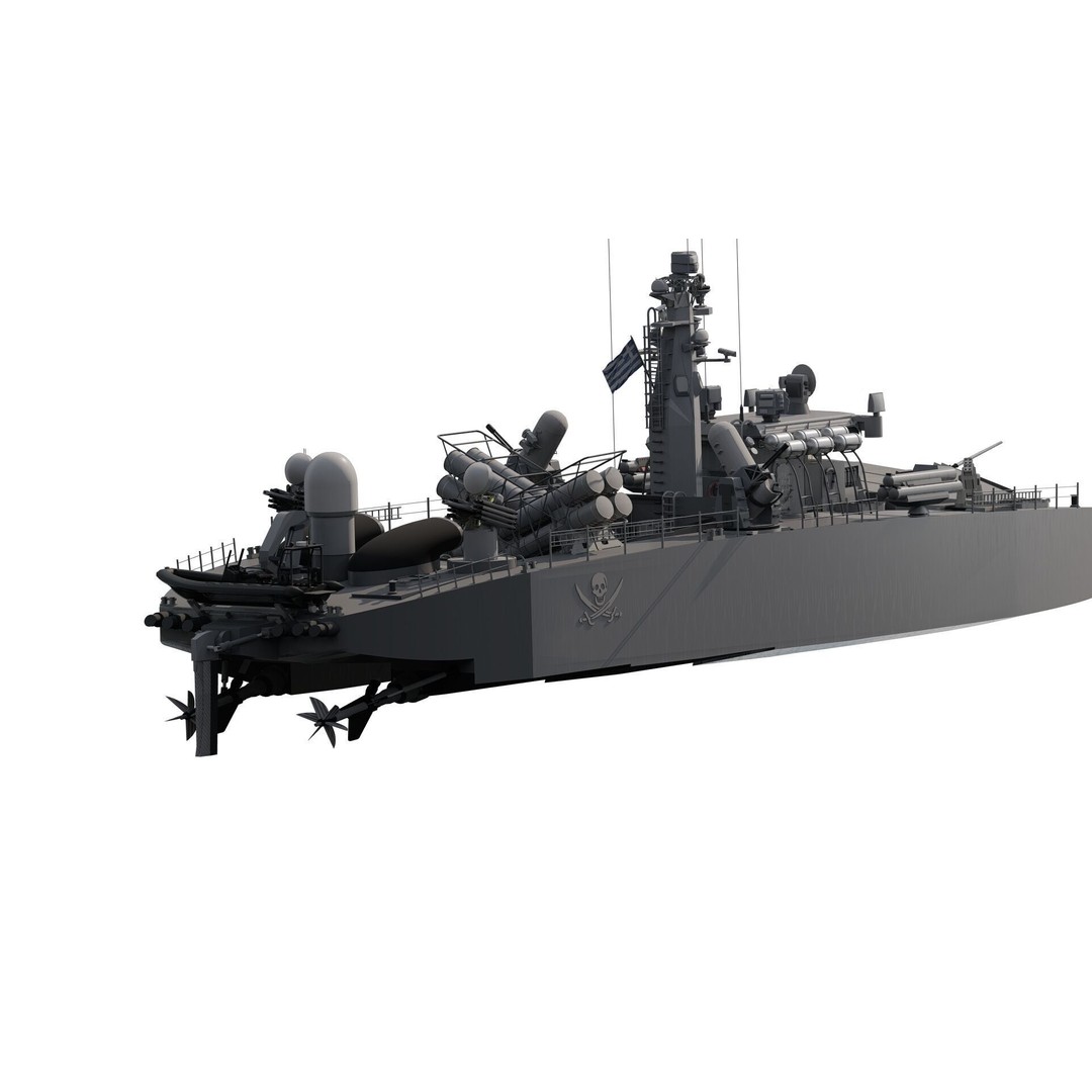 Greek Navy Fast Attack Missile Patrol Boat 3D Model – Detailed Military Watercraft, FBX, OBJ - View 14