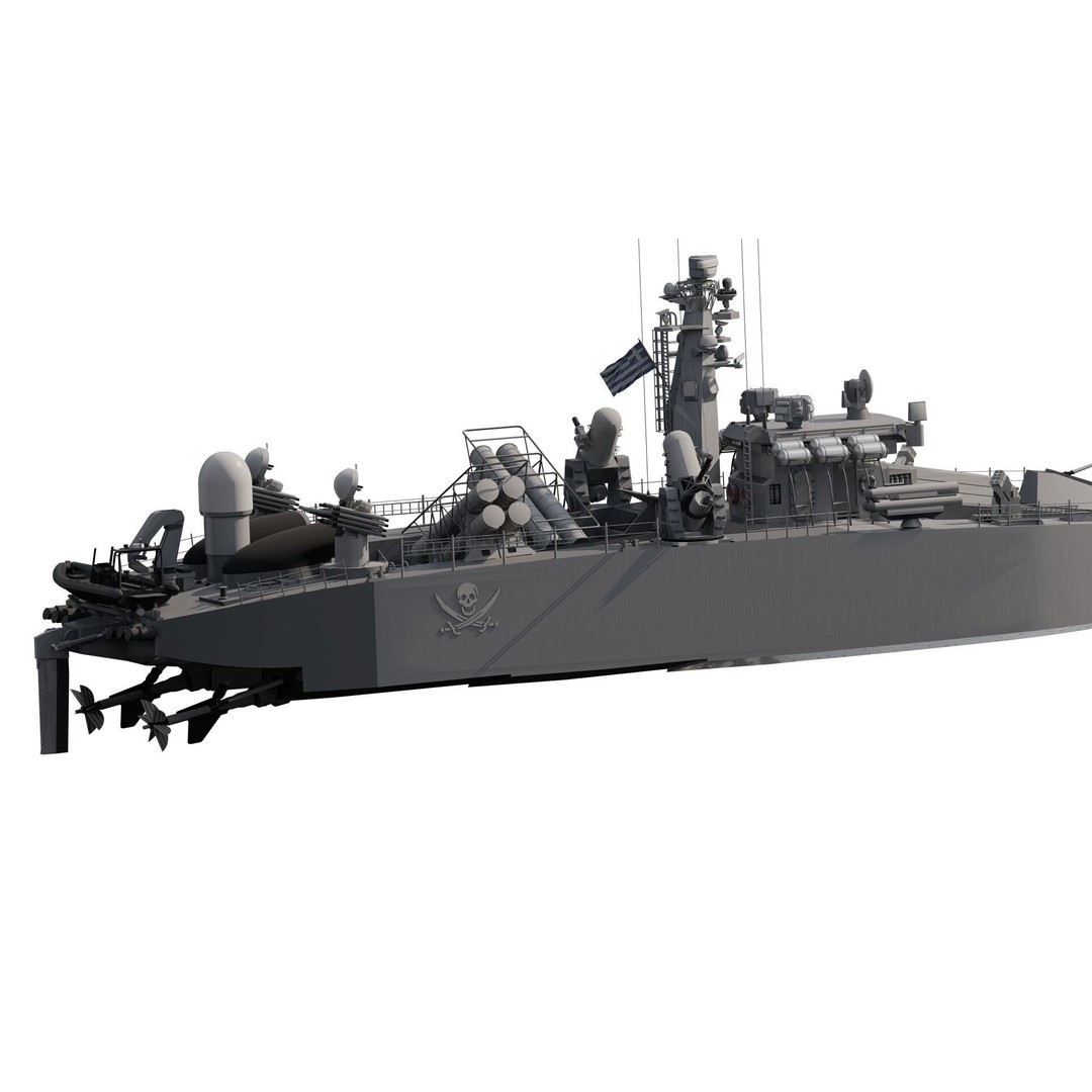 Greek Navy Fast Attack Missile Patrol Boat 3D Model – Detailed Military Watercraft, FBX, OBJ - View 15