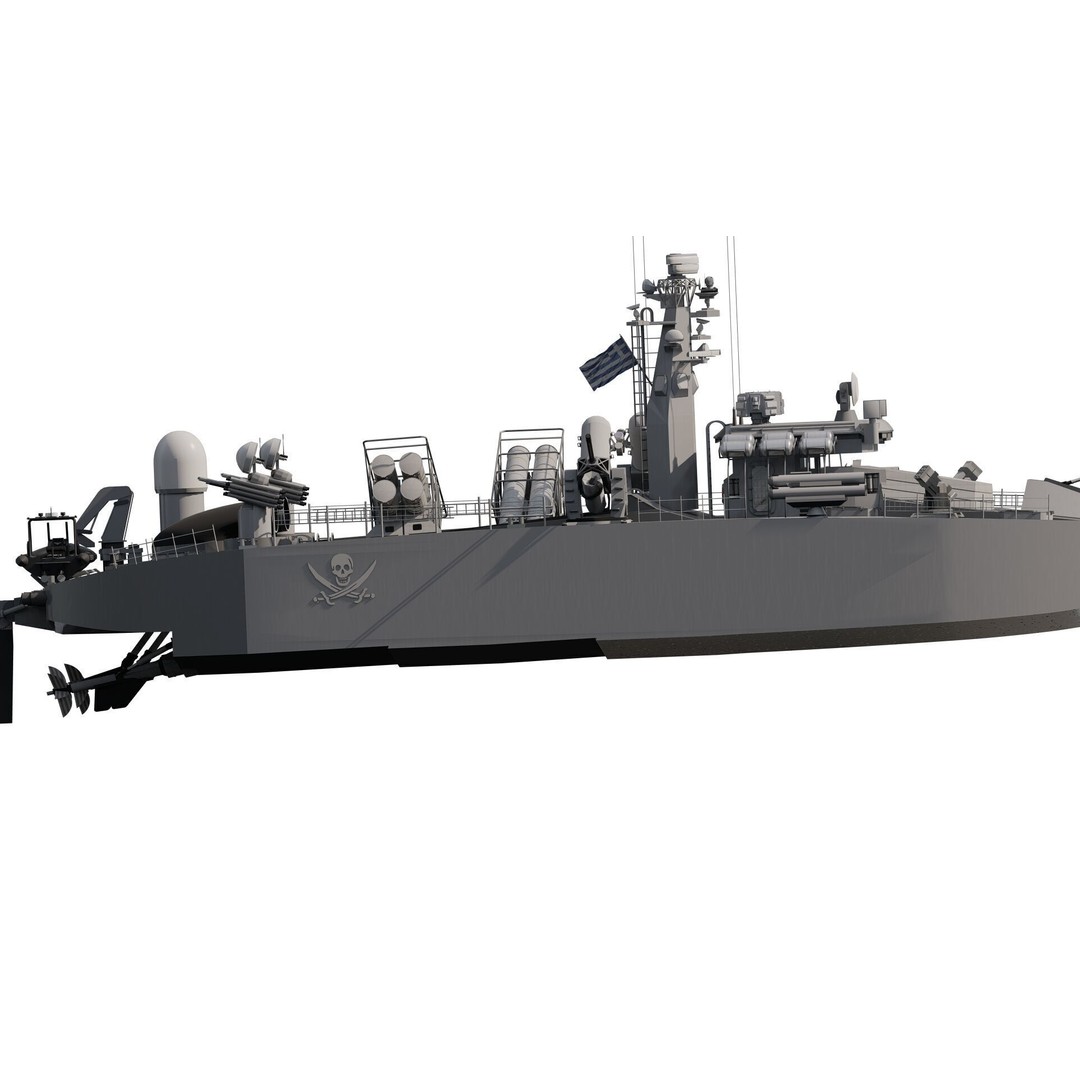 Greek Navy Fast Attack Missile Patrol Boat 3D Model – Detailed Military Watercraft, FBX, OBJ - View 16