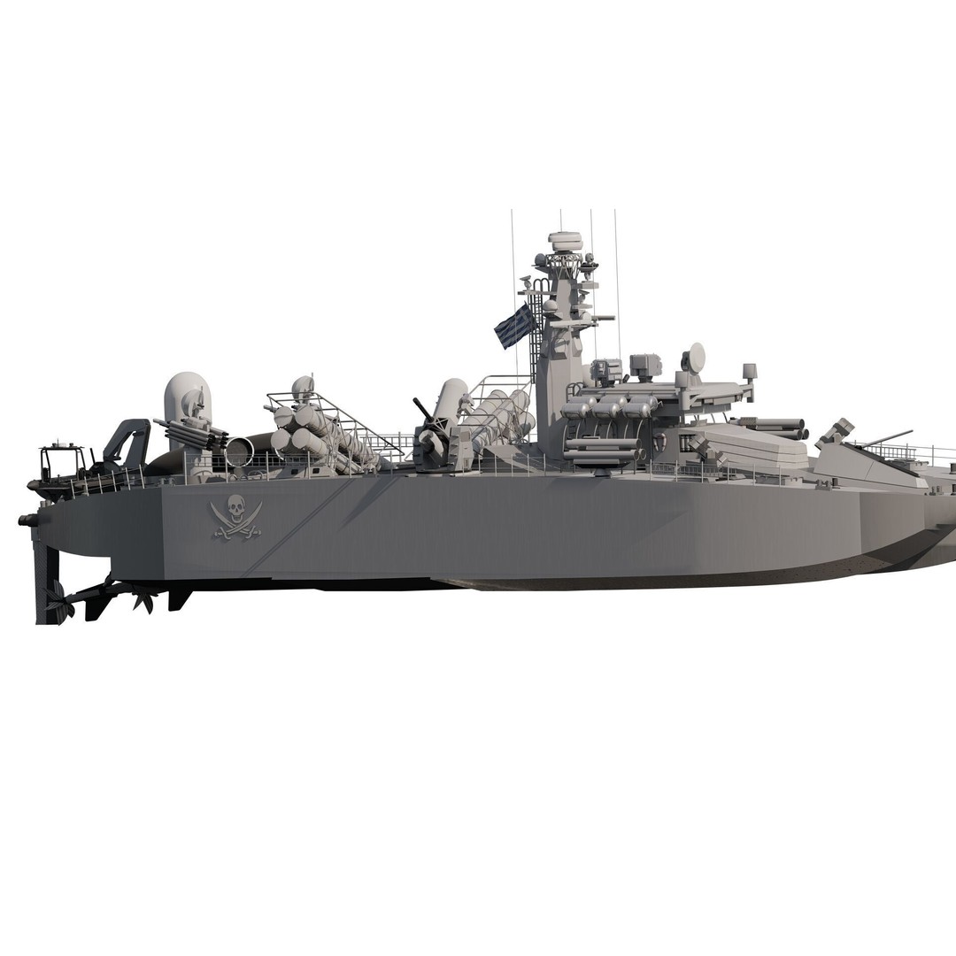Greek Navy Fast Attack Missile Patrol Boat 3D Model – Detailed Military Watercraft, FBX, OBJ - View 17