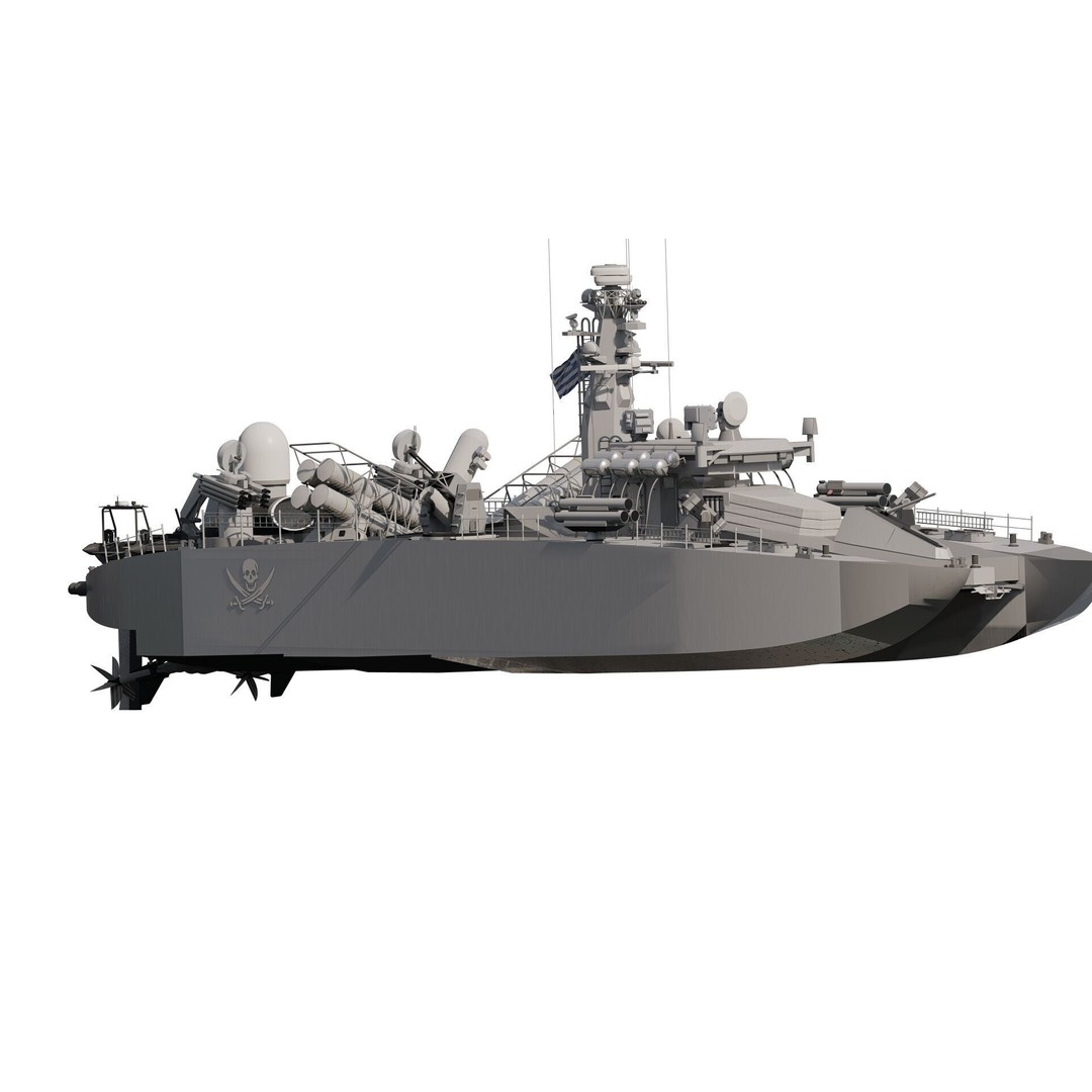 Greek Navy Fast Attack Missile Patrol Boat 3D Model – Detailed Military Watercraft, FBX, OBJ - View 18