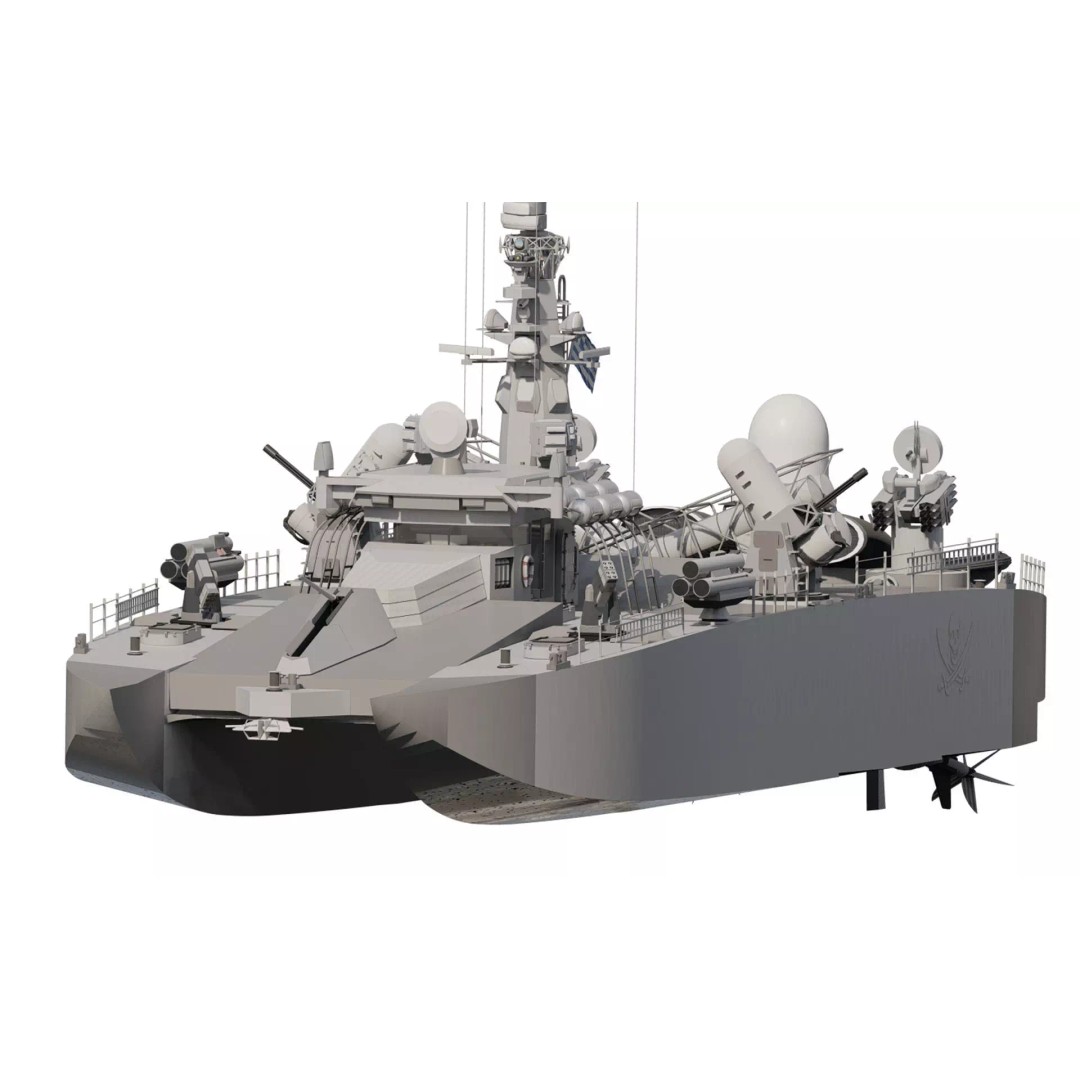 Greek Navy Fast Attack Missile Patrol Boat 3D Model – Detailed Military Watercraft, FBX, OBJ - View 2