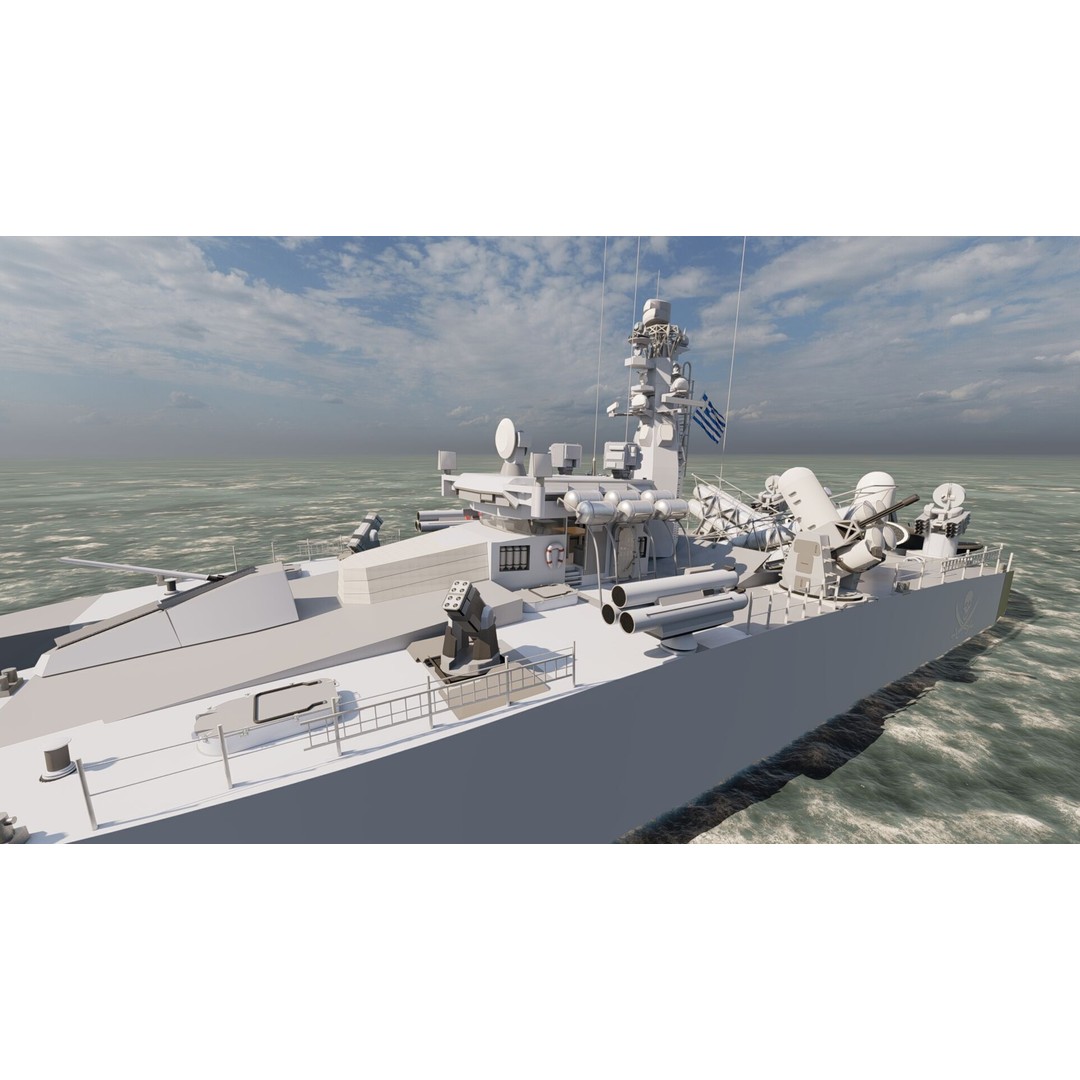 Greek Navy Fast Attack Missile Patrol Boat 3D Model – Detailed Military Watercraft, FBX, OBJ - View 25
