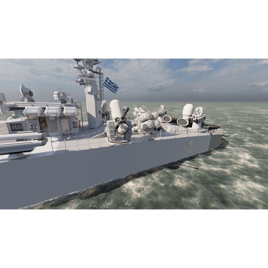 Greek Navy Fast Attack Missile Patrol Boat 3D Model – Detailed Military Watercraft, FBX, OBJ - View 26