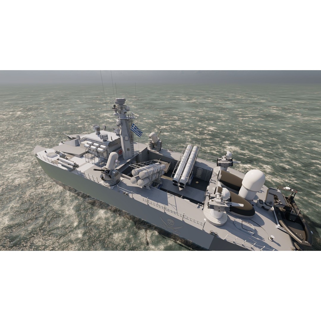 Greek Navy Fast Attack Missile Patrol Boat 3D Model – Detailed Military Watercraft, FBX, OBJ - View 28