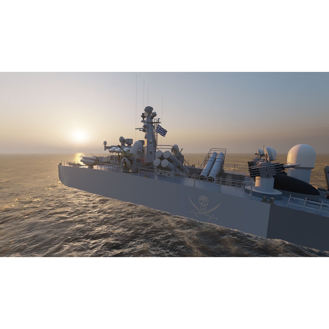 Greek Navy Fast Attack Missile Patrol Boat 3D Model – Detailed Military Watercraft, FBX, OBJ - View 29