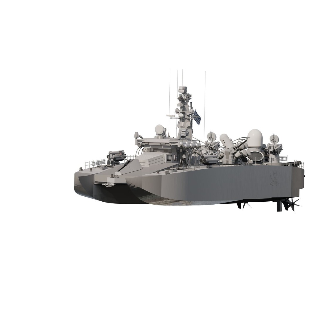 Greek Navy Fast Attack Missile Patrol Boat 3D Model – Detailed Military Watercraft, FBX, OBJ - View 3