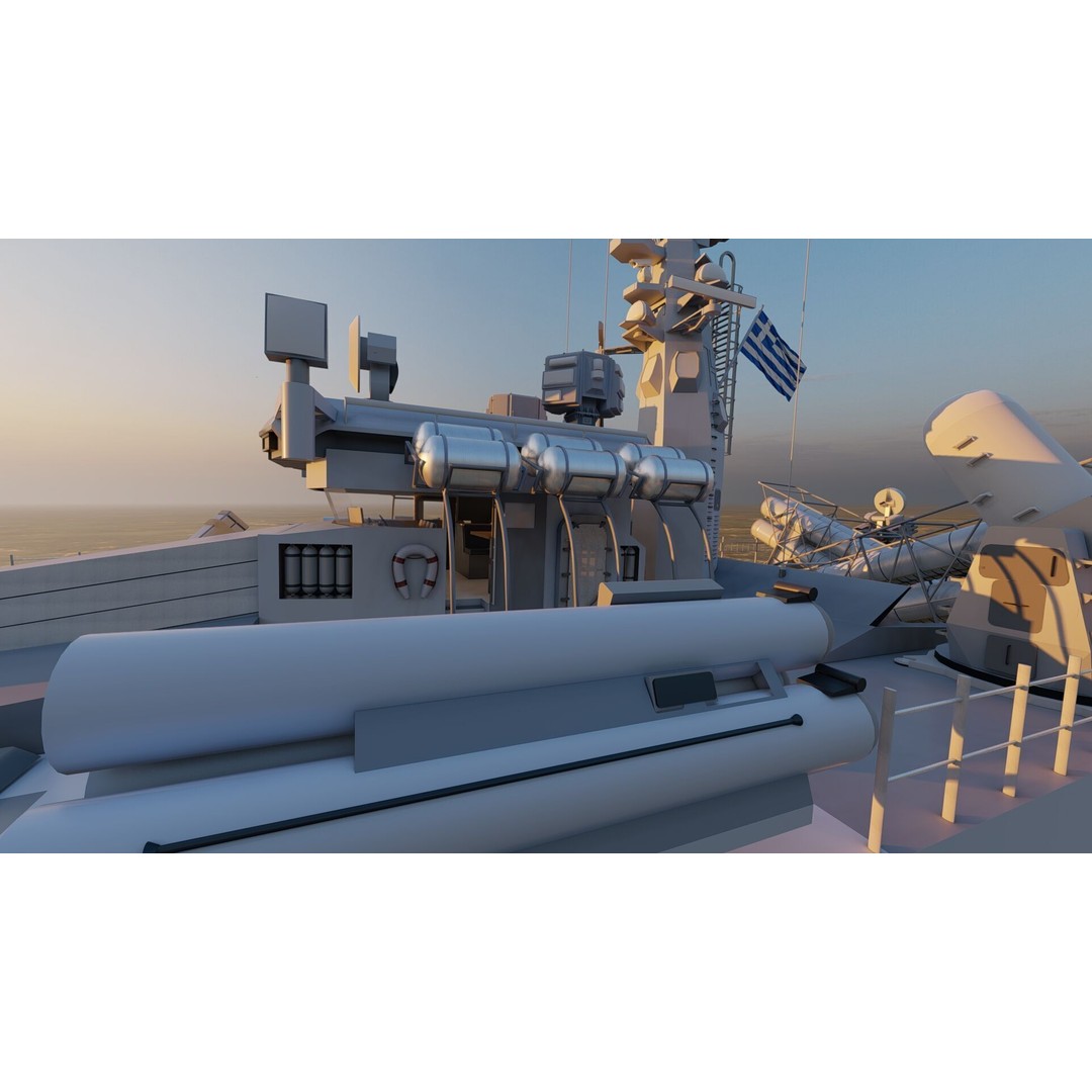 Greek Navy Fast Attack Missile Patrol Boat 3D Model – Detailed Military Watercraft, FBX, OBJ - View 36