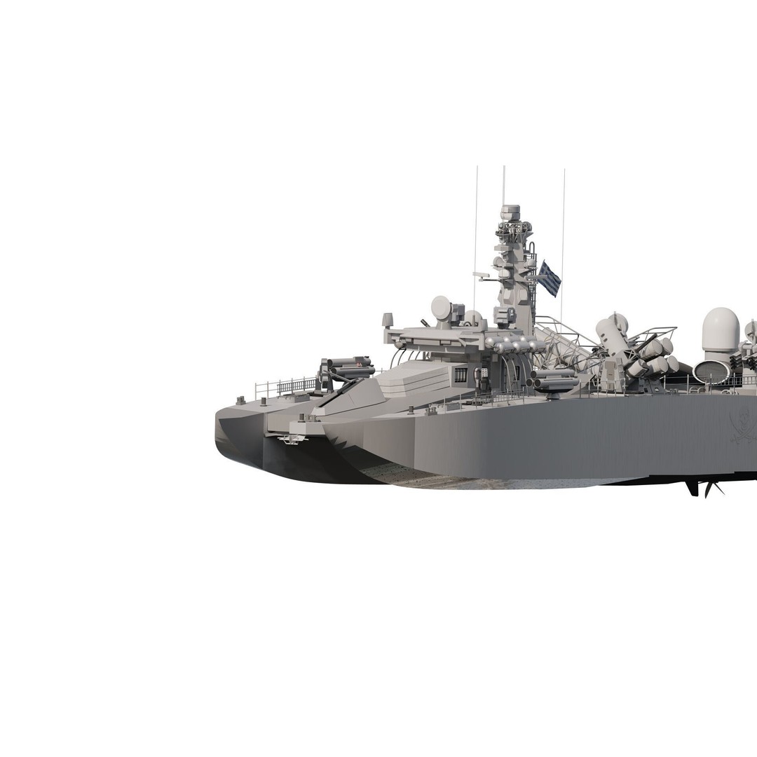 Greek Navy Fast Attack Missile Patrol Boat 3D Model – Detailed Military Watercraft, FBX, OBJ - View 4
