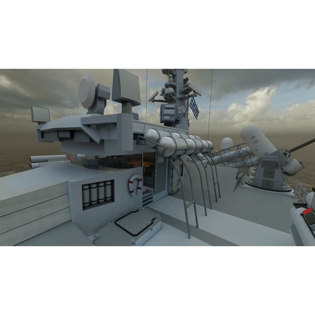 Greek Navy Fast Attack Missile Patrol Boat 3D Model – Detailed Military Watercraft, FBX, OBJ - View 40