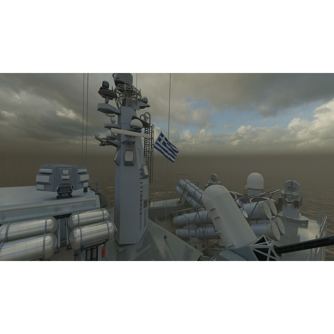 Greek Navy Fast Attack Missile Patrol Boat 3D Model – Detailed Military Watercraft, FBX, OBJ - View 43