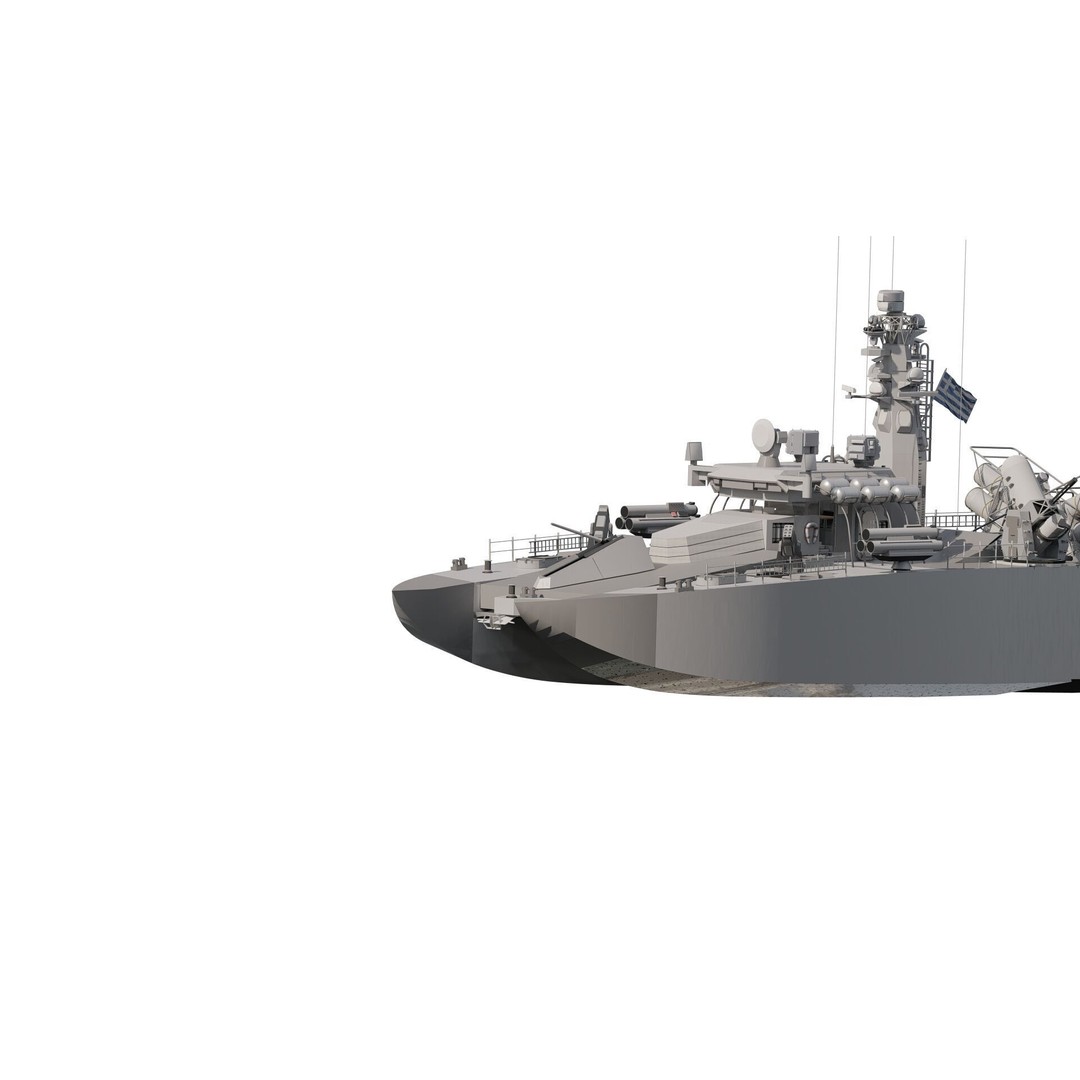 Greek Navy Fast Attack Missile Patrol Boat 3D Model – Detailed Military Watercraft, FBX, OBJ - View 5