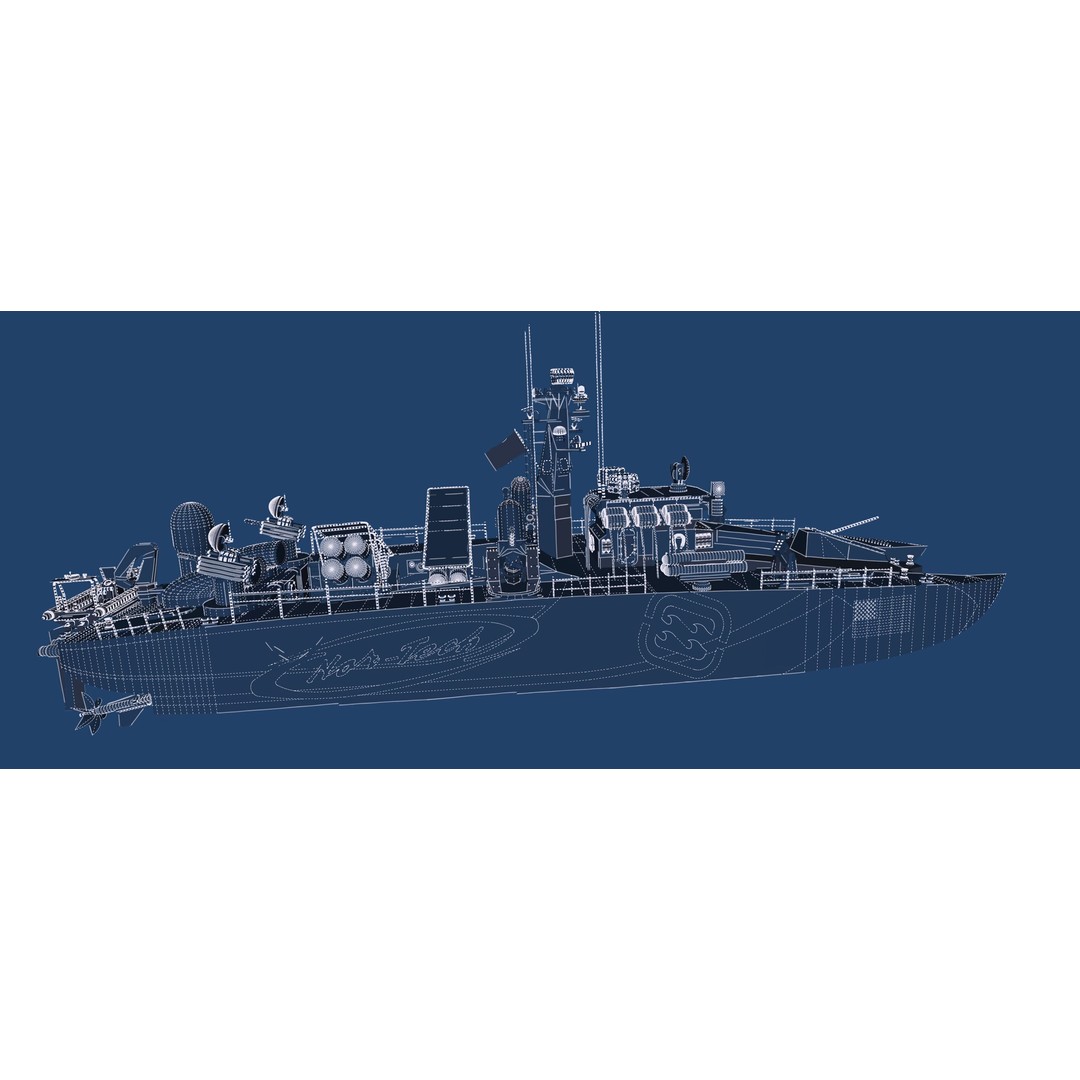 Greek Navy Fast Attack Missile Patrol Boat 3D Model – Detailed Military Watercraft, FBX, OBJ - View 51
