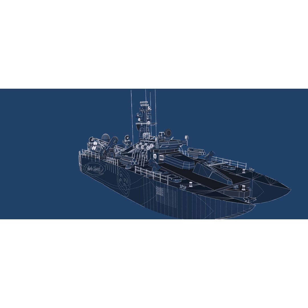 Greek Navy Fast Attack Missile Patrol Boat 3D Model – Detailed Military Watercraft, FBX, OBJ - View 52