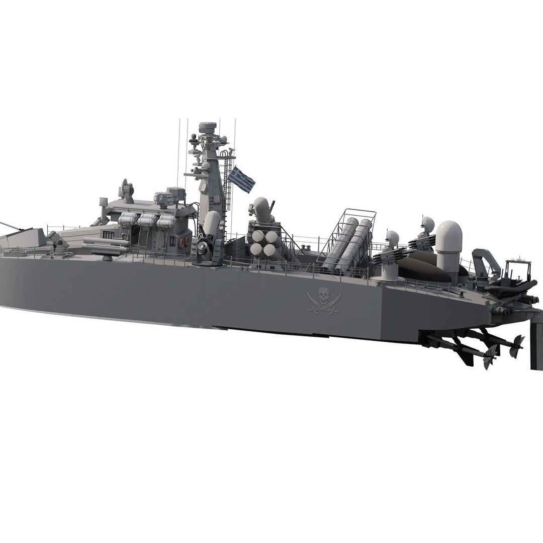 Greek Navy Fast Attack Missile Patrol Boat 3D Model – Detailed Military Watercraft, FBX, OBJ - View 6