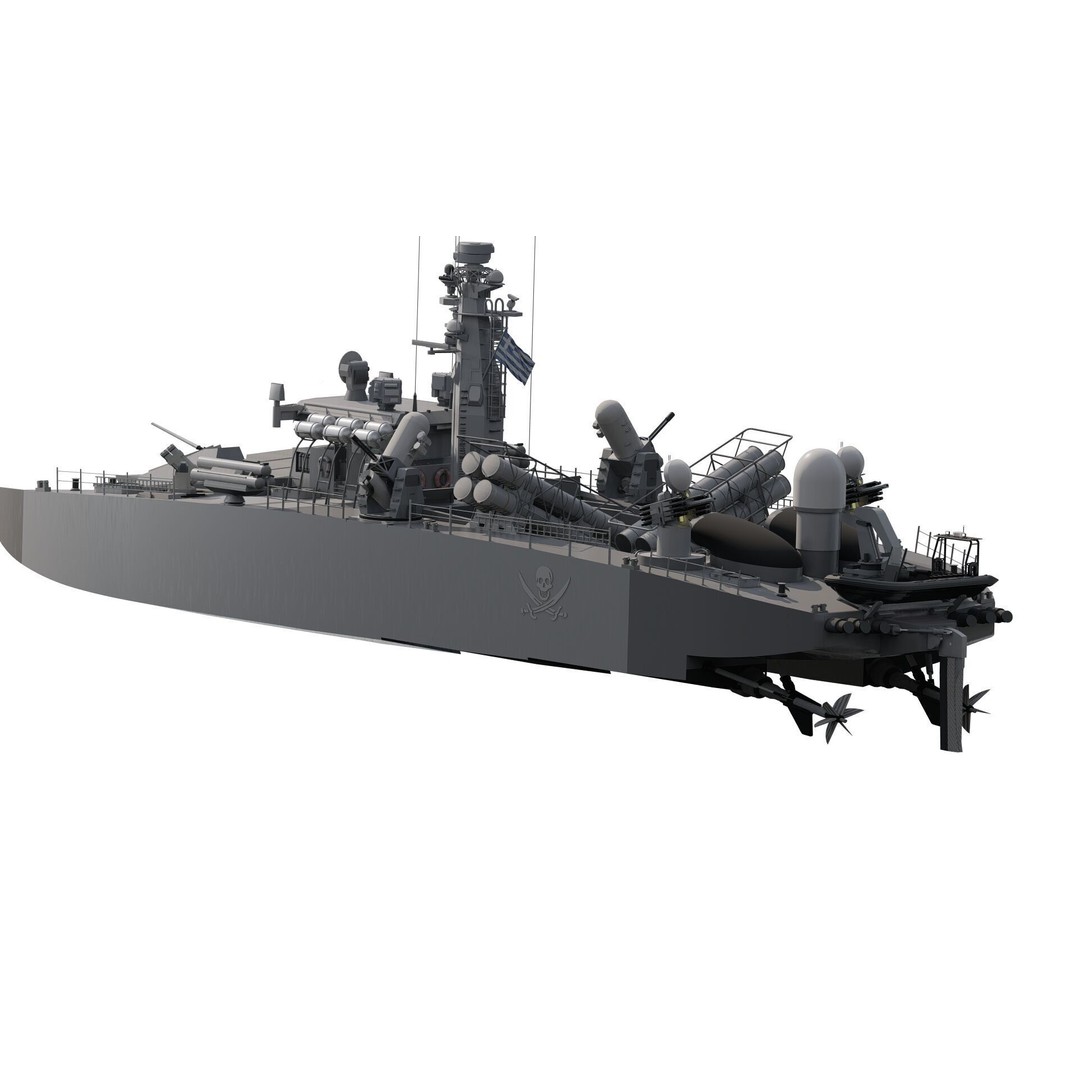Greek Navy Fast Attack Missile Patrol Boat 3D Model – Detailed Military Watercraft, FBX, OBJ - View 7