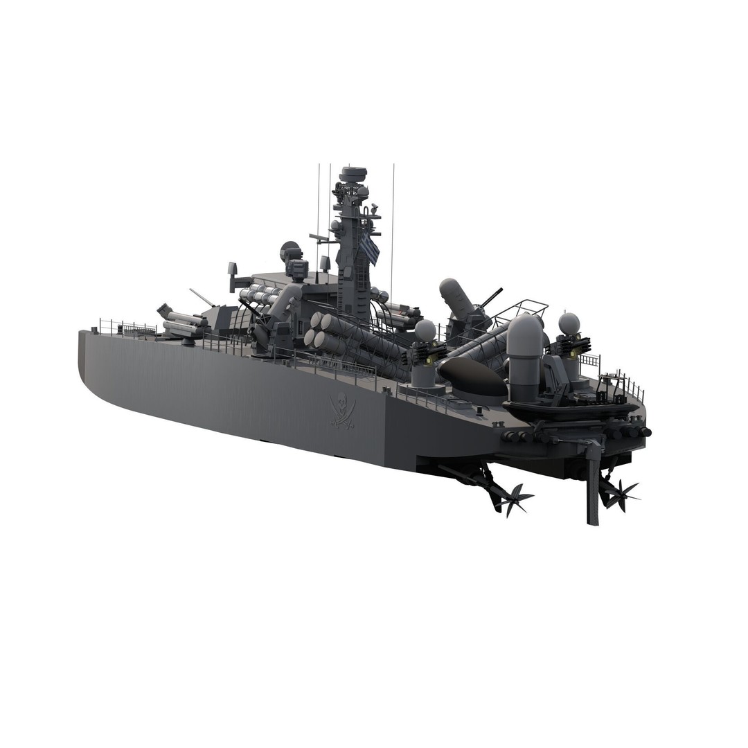 Greek Navy Fast Attack Missile Patrol Boat 3D Model – Detailed Military Watercraft, FBX, OBJ - View 8