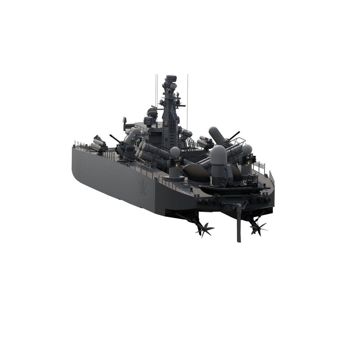 Greek Navy Fast Attack Missile Patrol Boat 3D Model – Detailed Military Watercraft, FBX, OBJ - View 9