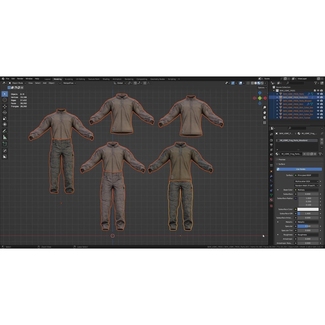 USMC FROG Combat Uniform 3D Model – Low Poly Game Asset, FBX, OBJ
