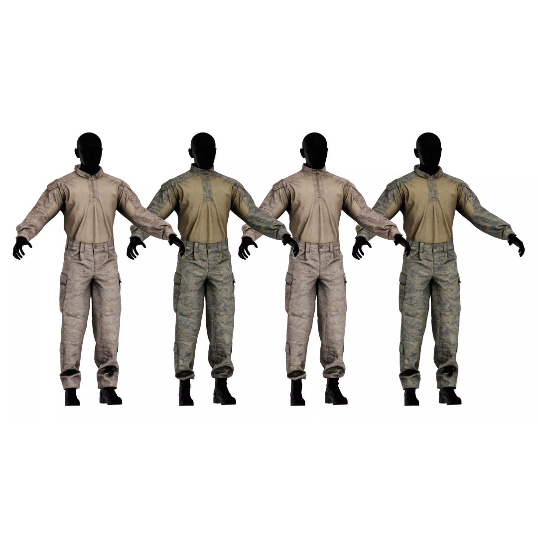 USMC FROG Combat Uniform 3D Model – Low Poly Game Asset, FBX, OBJ - View 2