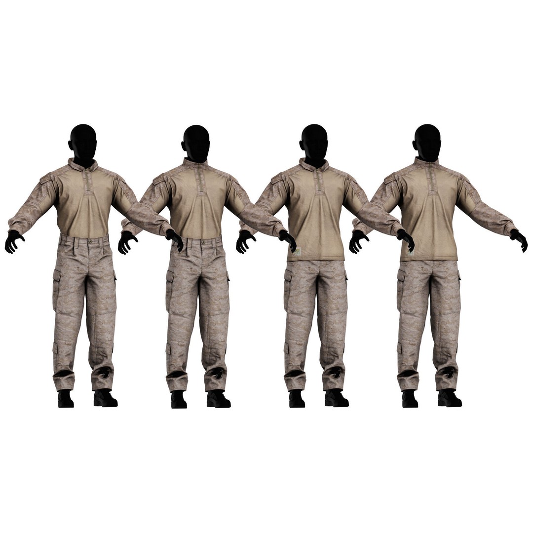 USMC FROG Combat Uniform 3D Model – Low Poly Game Asset, FBX, OBJ - View 3