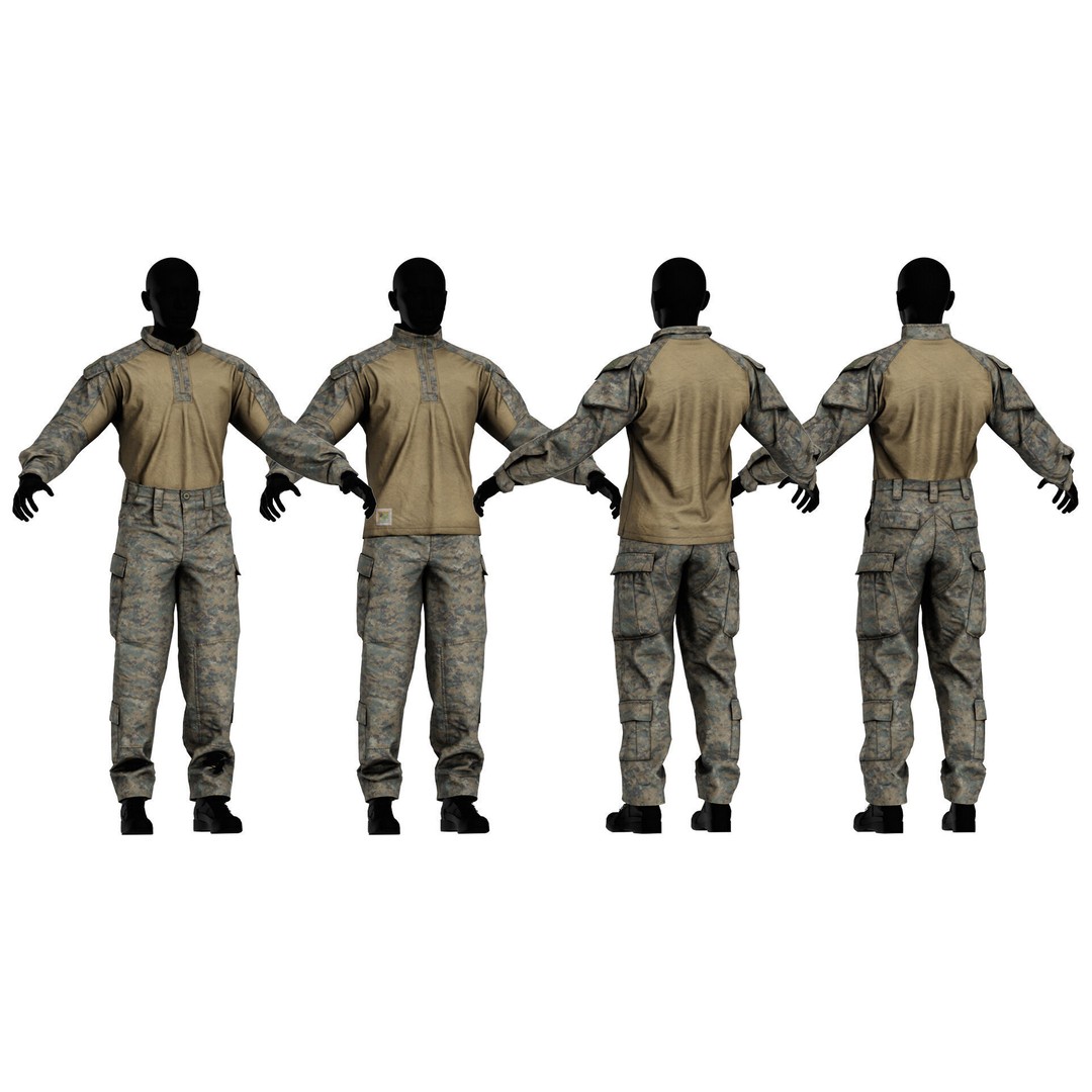 USMC FROG Combat Uniform 3D Model – Low Poly Game Asset, FBX, OBJ - View 4
