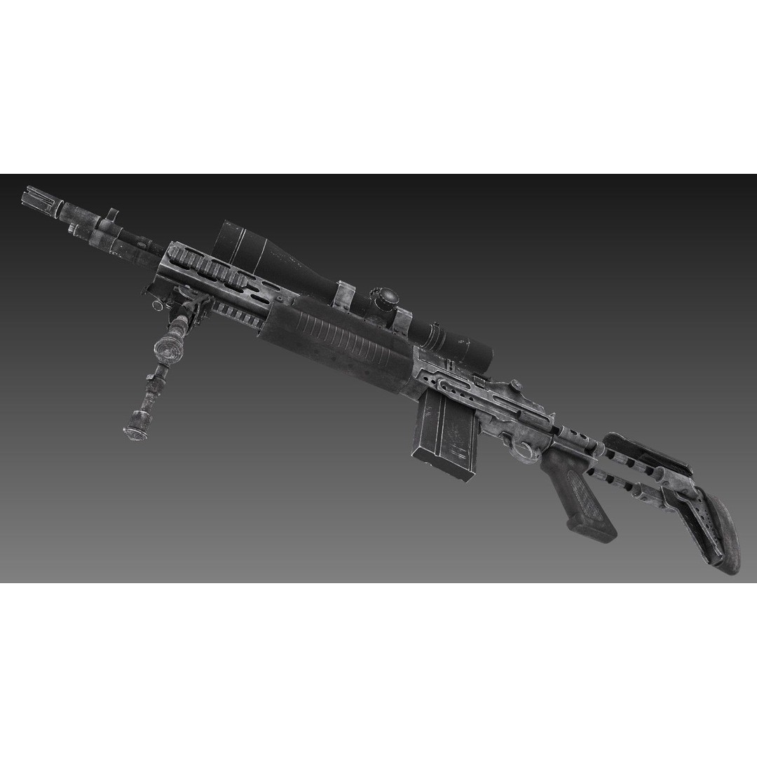 M2010 Enhanced Sniper Rifle 3D Model – Low Poly Game Asset, FBX - View 11