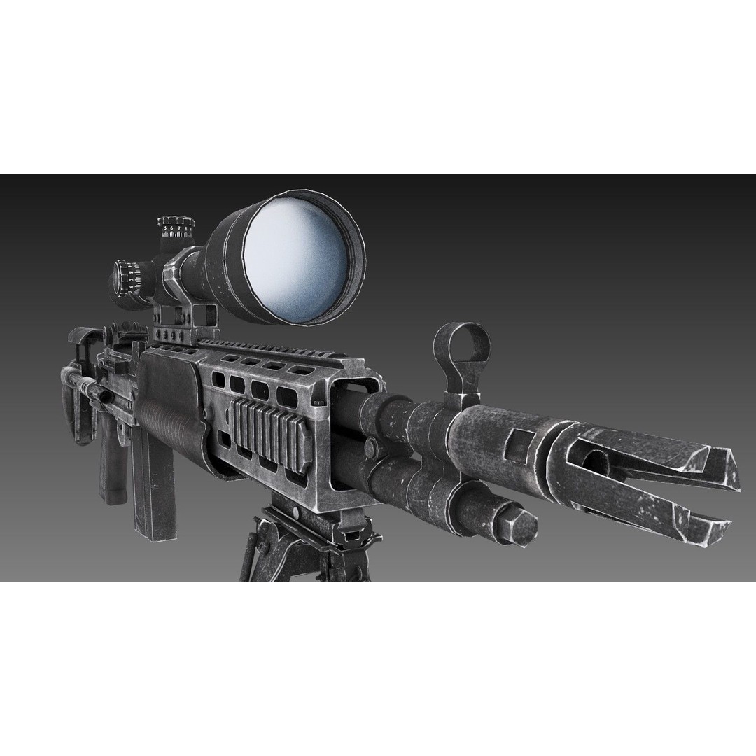 M2010 Enhanced Sniper Rifle 3D Model – Low Poly Game Asset, FBX - View 12