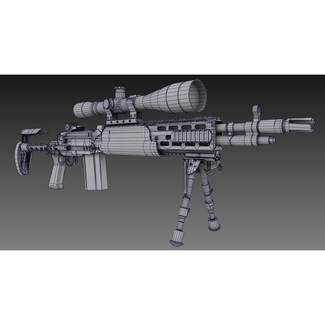 M2010 Enhanced Sniper Rifle 3D Model – Low Poly Game Asset, FBX - View 14
