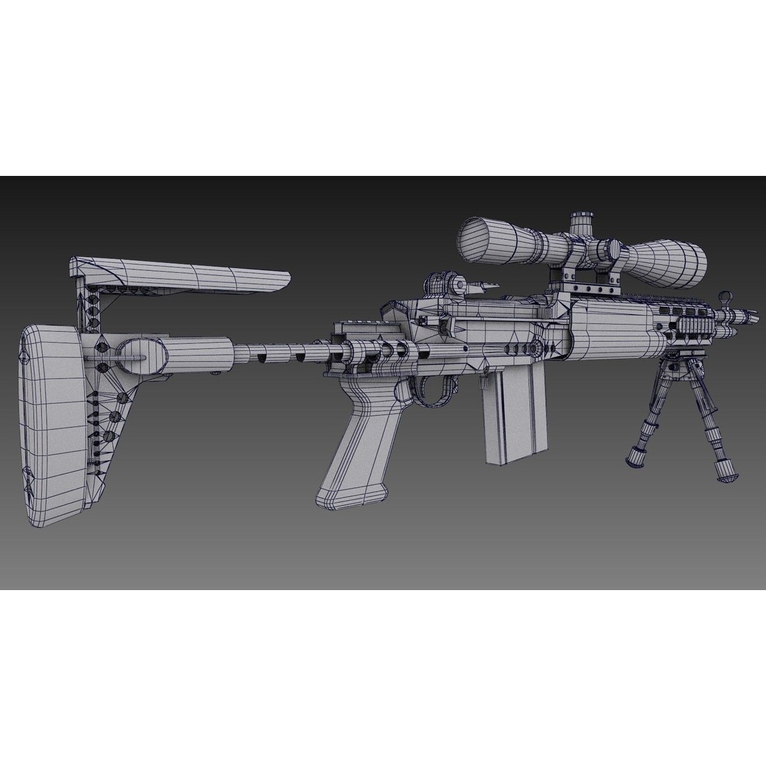 M2010 Enhanced Sniper Rifle 3D Model – Low Poly Game Asset, FBX - View 15