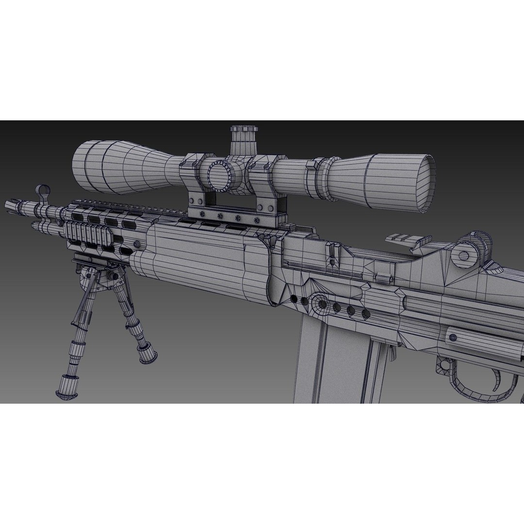 M2010 Enhanced Sniper Rifle 3D Model – Low Poly Game Asset, FBX - View 16