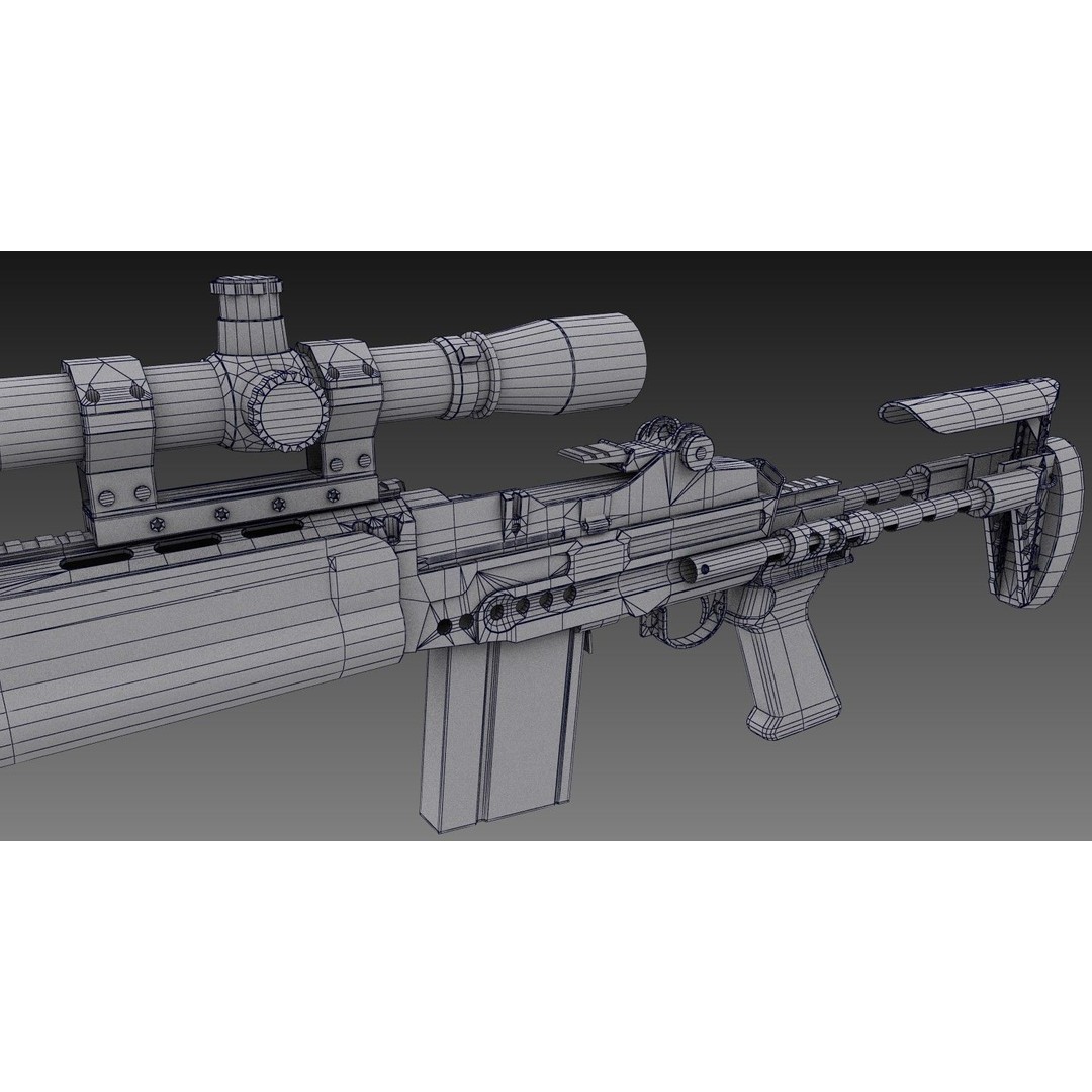 M2010 Enhanced Sniper Rifle 3D Model – Low Poly Game Asset, FBX - View 17
