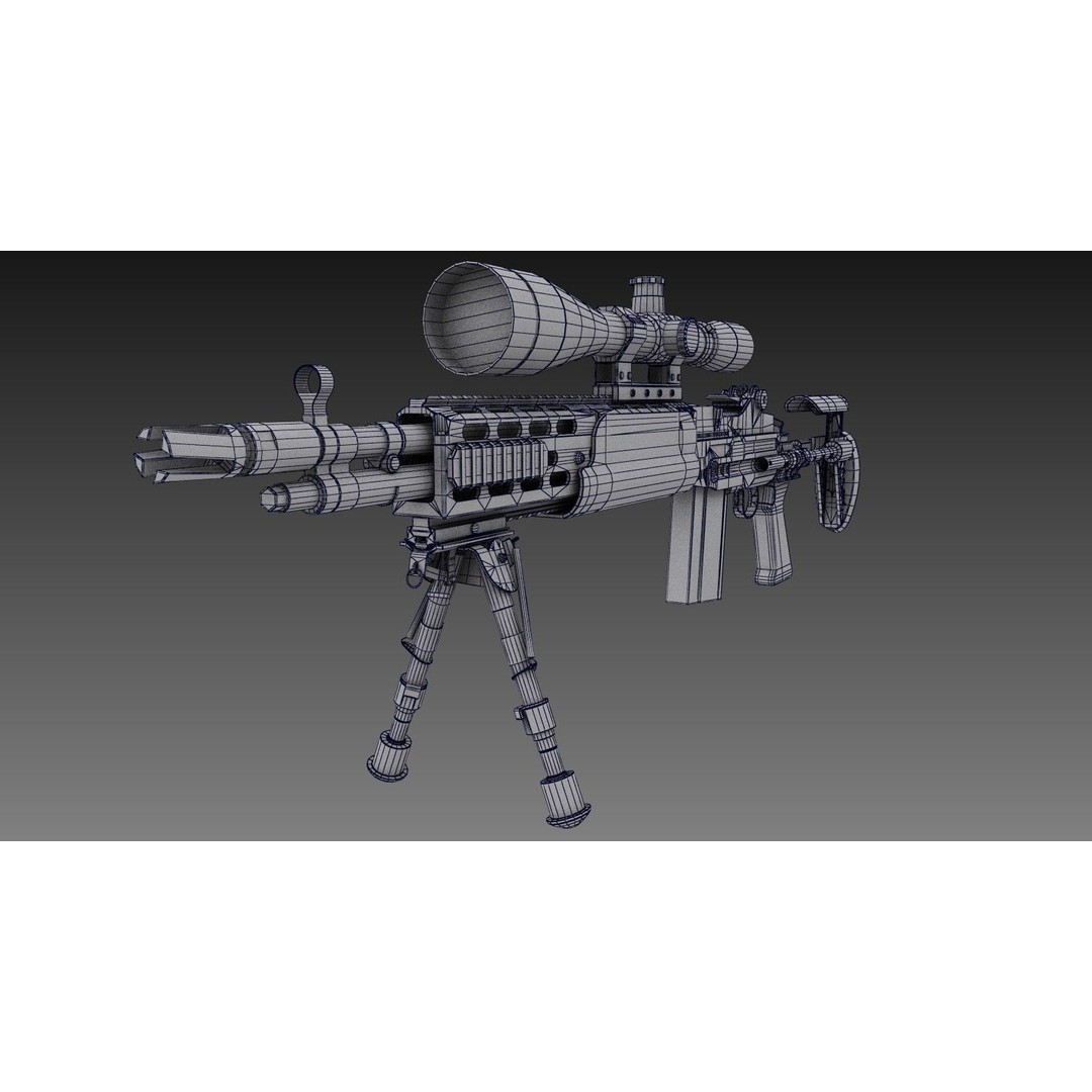 M2010 Enhanced Sniper Rifle 3D Model – Low Poly Game Asset, FBX - View 18