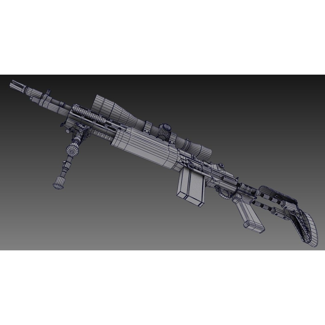 M2010 Enhanced Sniper Rifle 3D Model – Low Poly Game Asset, FBX - View 20