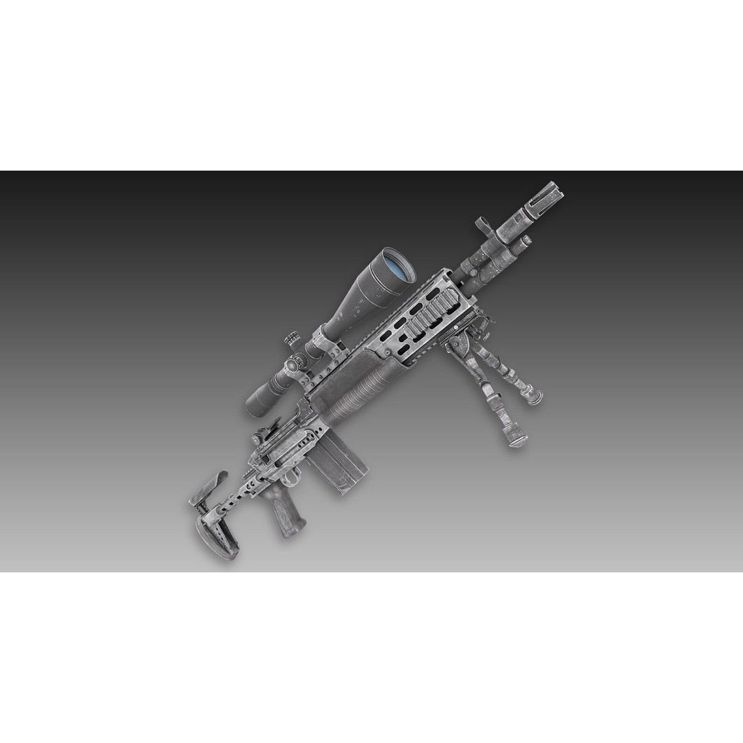 M2010 Enhanced Sniper Rifle 3D Model – Low Poly Game Asset, FBX - View 4
