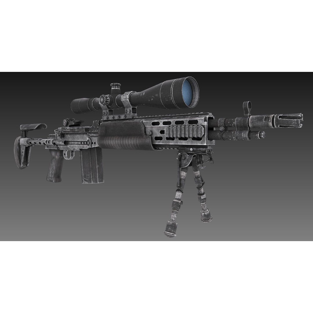 M2010 Enhanced Sniper Rifle 3D Model – Low Poly Game Asset, FBX - View 5