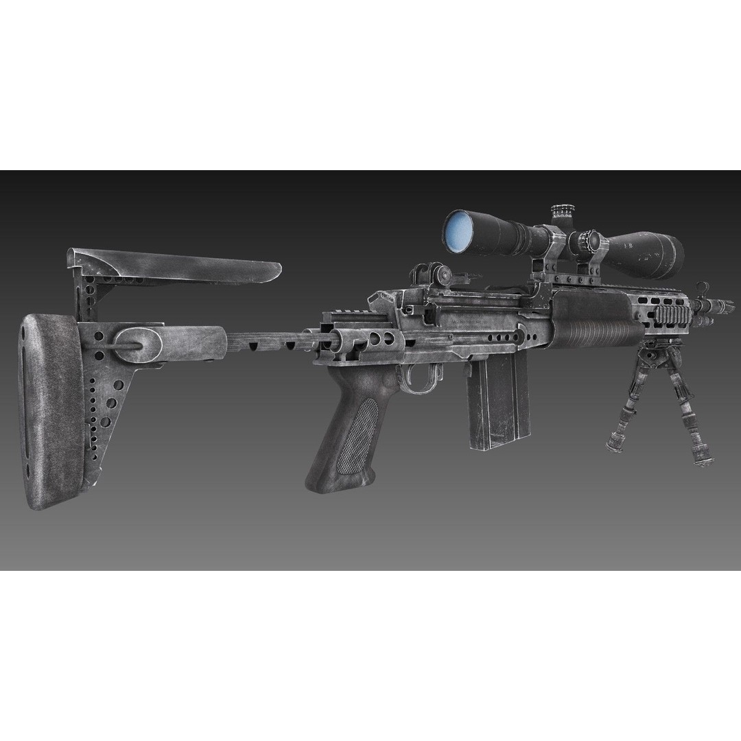 M2010 Enhanced Sniper Rifle 3D Model – Low Poly Game Asset, FBX - View 6