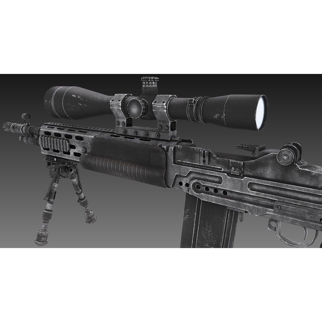M2010 Enhanced Sniper Rifle 3D Model – Low Poly Game Asset, FBX - View 7