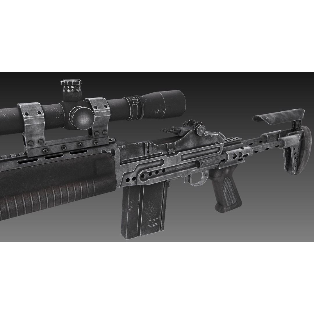 M2010 Enhanced Sniper Rifle 3D Model – Low Poly Game Asset, FBX - View 8