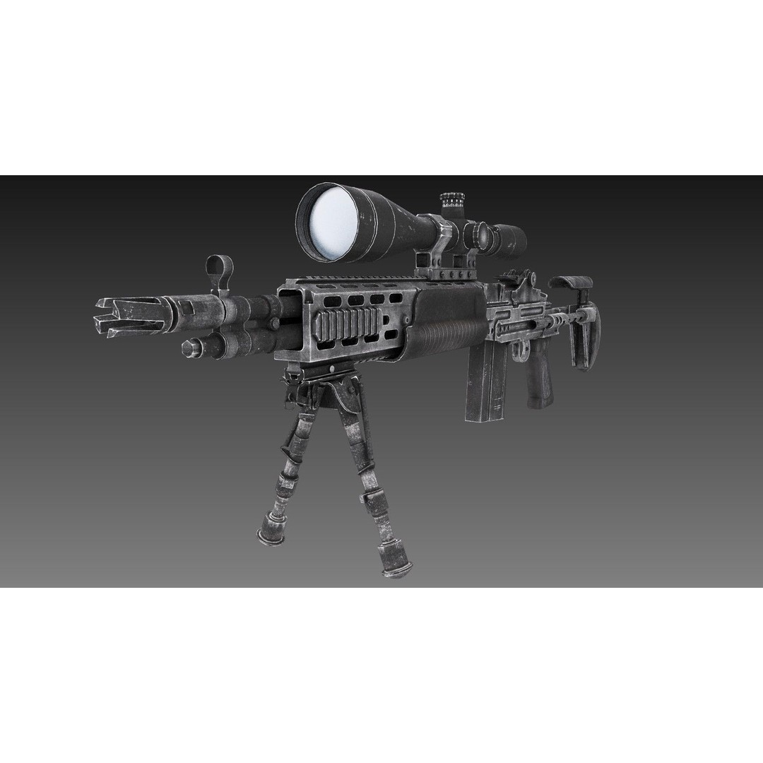 M2010 Enhanced Sniper Rifle 3D Model – Low Poly Game Asset, FBX - View 9